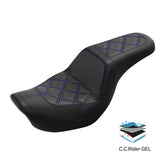 C.C. RIDER Dyna Step Up Seat 2 up Seat Diamond Stitching For Dyna FXD/FXDWG Low Rider Fat Bob, 2006-2017